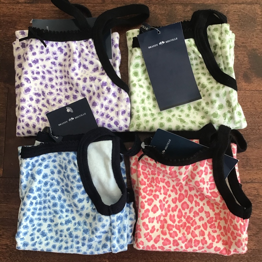 NWT Brandy Melville bundle of 4 Belle cheetah tank tops